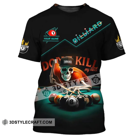 Man Shirt, Custom Name Billiards Shirt, Billiards Polo Long Sleeve, Billiards Skull, Billiards T-Shirt style option 2