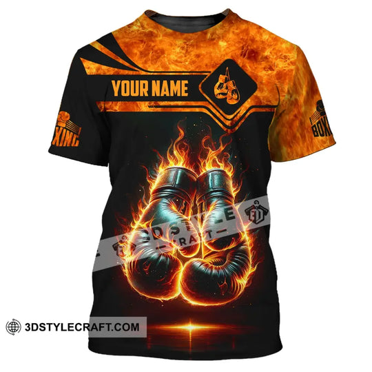 Man Shirt, Custom Name Boxing Shirt, Boxing Fire, Boxing  Polo Long Sleeve, Gift for Boxing Lover style option 2