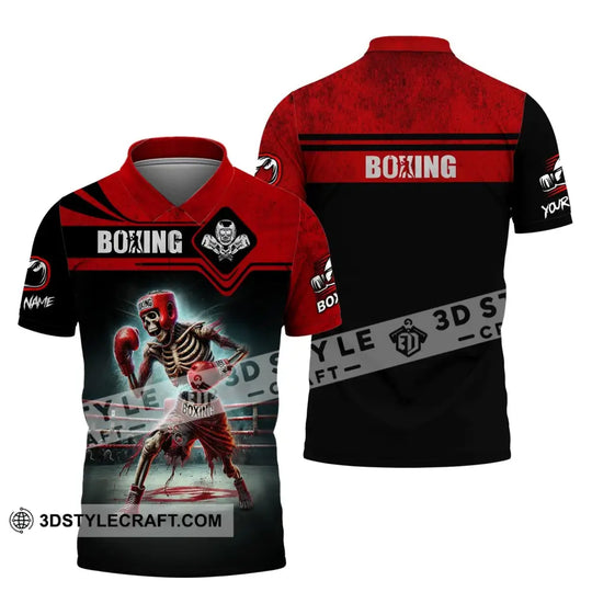 Man Shirt, Custom Name Boxing Shirt, Boxing Skull, Boxing Polo Long Sleeve, Gift for Boxing Lover style option 4
