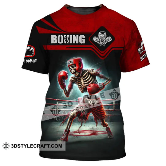 Man Shirt, Custom Name Boxing Shirt, Boxing Skull, Boxing Polo Long Sleeve, Gift for Boxing Lover style option 2