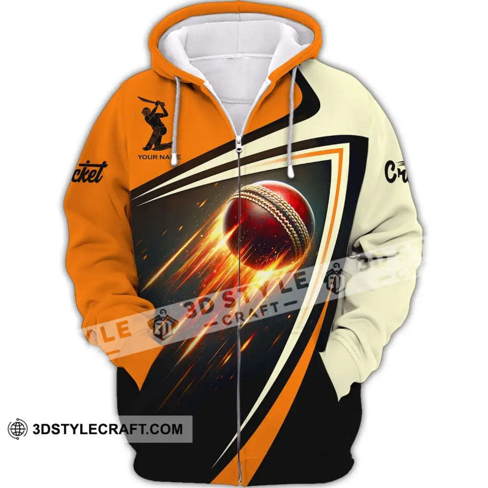 Man Shirt Custom Name Cricket T-Shirt Gift For Lover Clothing Zipper Hoodie / S