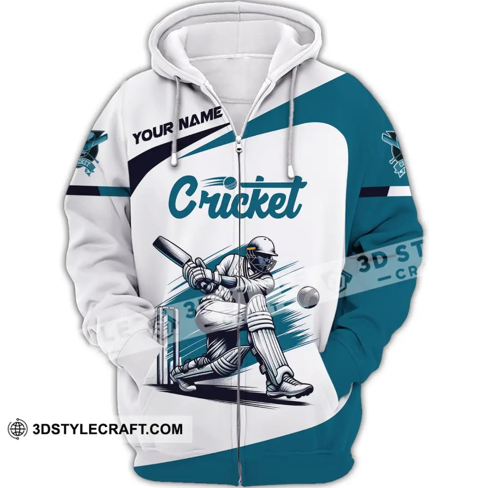 Man Shirt Custom Name Cricket T-Shirt Player Apparel Gift For Lover Zipper Hoodie / S