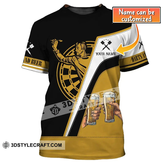 Man Shirt, Custom Name Dart and Beer Shirt, Darts T-Shirt, Gift for Darts Lover, Darts Gamer T-Shirt style option 1