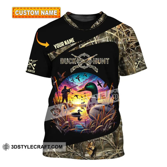 Man Shirt, Custom Name Duck Hunter Shirt, Duck Hunting T-Shirt Hoodie Long Sleeve Shirt style option 1