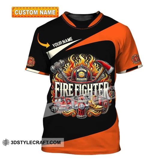 Man Shirt, Custom Name Firefighter Shirt, Firefighter T-Shirt Hoodie Long Sleeve Shirt style option 1