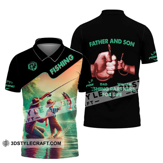 Man Shirt, Custom Name Fishing Shirt, Father and Son Fishing Partner Shirt style option 4