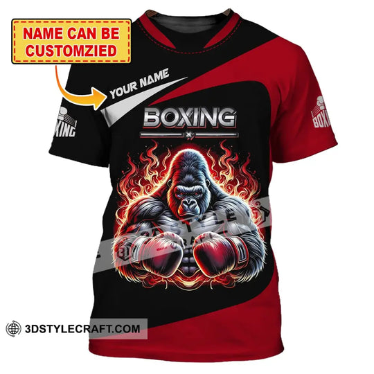 Man Shirt, Custom Name Shirt for Boxing Lover, Boxing Bear Shirt, Boxing Hoodie Polo Long Sleeve Shirt style option 1