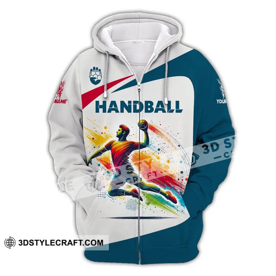 Man Shirt, Custom Name Shirt for Handball Player, Handball Shirt, Handball Hoodie Polo Long Sleeve Shirt style option 3