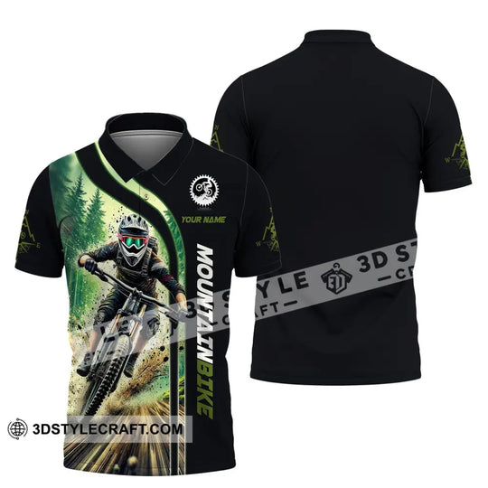 Man Shirt, Custom Name Shirt for Mountain Bike Lover, Mountain Bike Polo Long Sleeve Shirt, Mountain Bike Gift style option 4