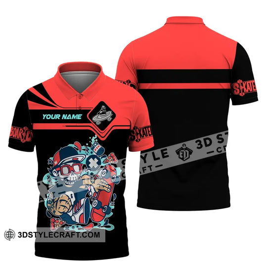 Man Shirt, Custom Name Shirt for Skateboard Lover, Skateboard Polo Long Sleeve, Skateboard Player Gift style option 3