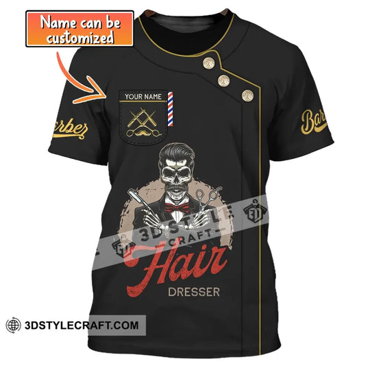 Man Shirt, Custom Name Hairdresser Shirt, Hairstylist Apparel, T-Shirt For Barber Shop style option 1