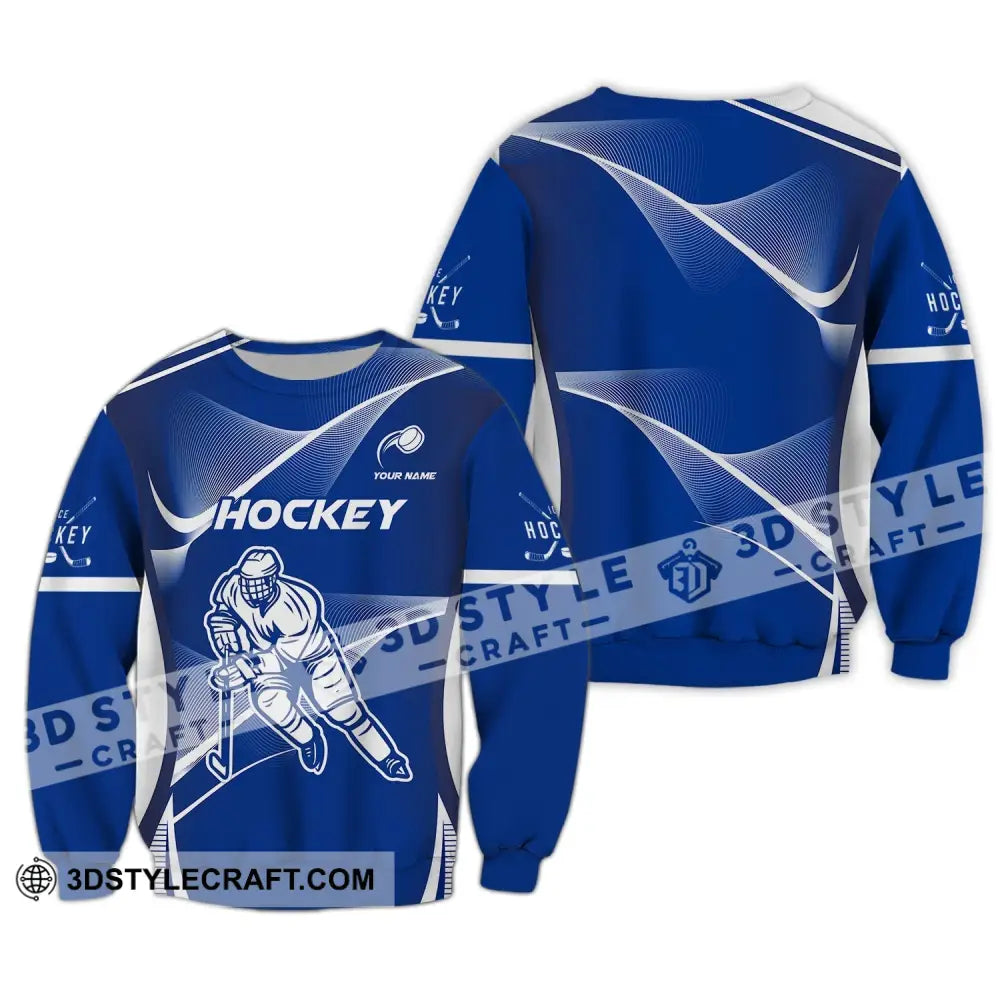 Man Shirt Custom Name Ice Hockey T-Shirt Gift For Player Long Sleeve / S