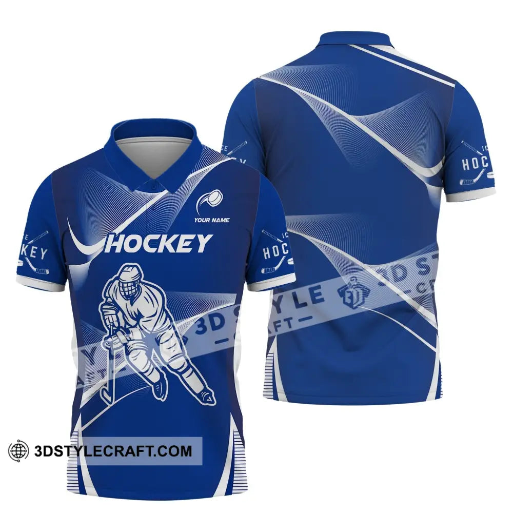 Man Shirt Custom Name Ice Hockey T-Shirt Gift For Player Polo / S