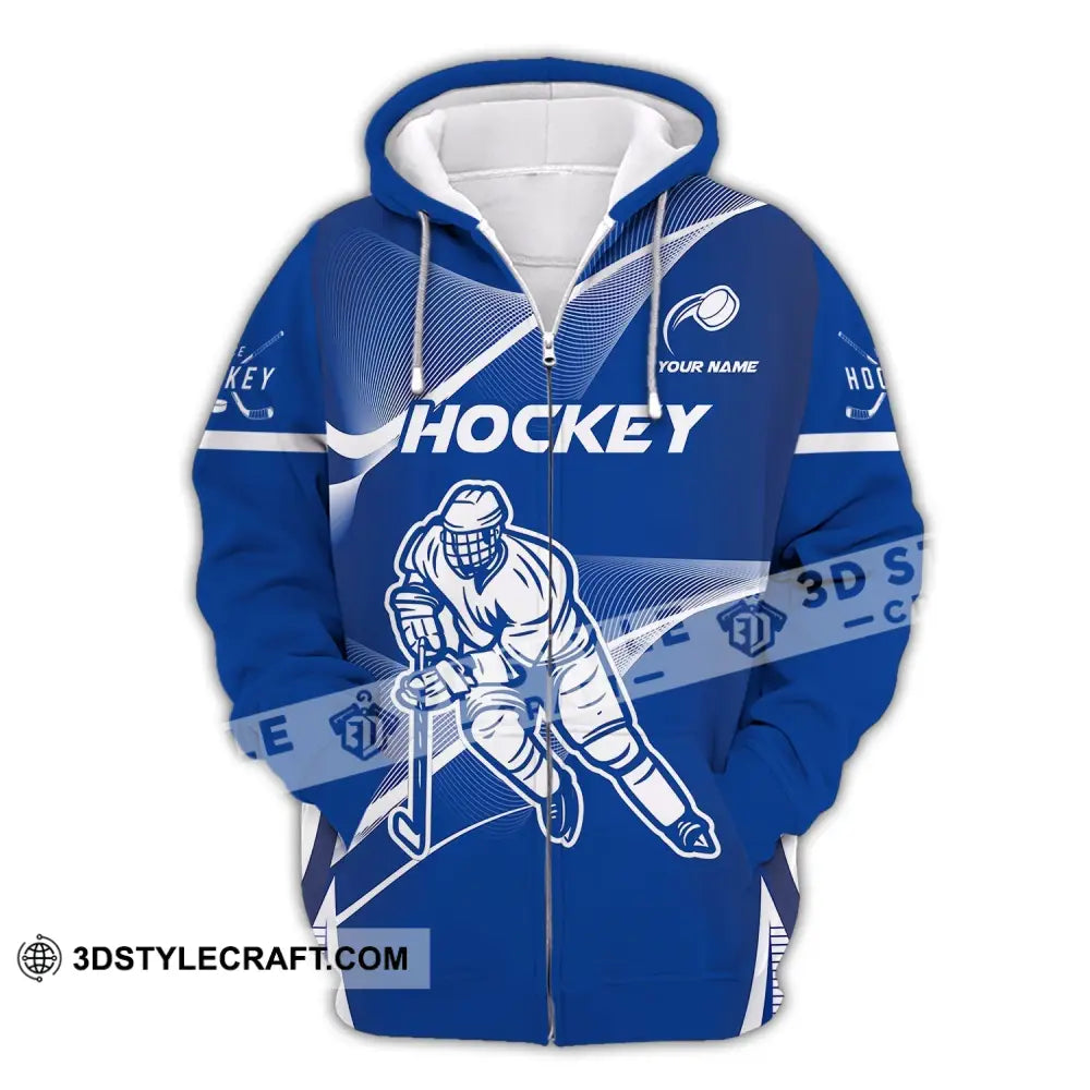 Man Shirt Custom Name Ice Hockey T-Shirt Gift For Player Zipper Hoodie / S