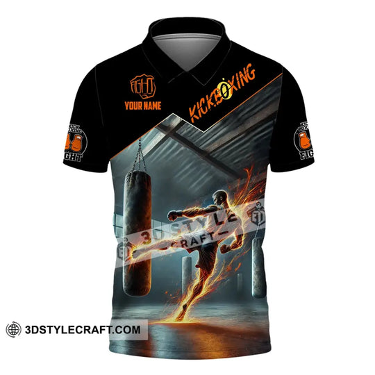 Man Shirt, Custom Name Kickboxing Shirt, Kickboxing  Hoodie Polo Long Sleeve Shirt style option 4