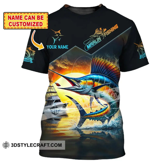 Man Shirt, Custom Name Marlin Fishing Shirt, Fishing Lover Shirt, Fishing Hoodie Shirt Polo Long Sleeve Shirt style option 1