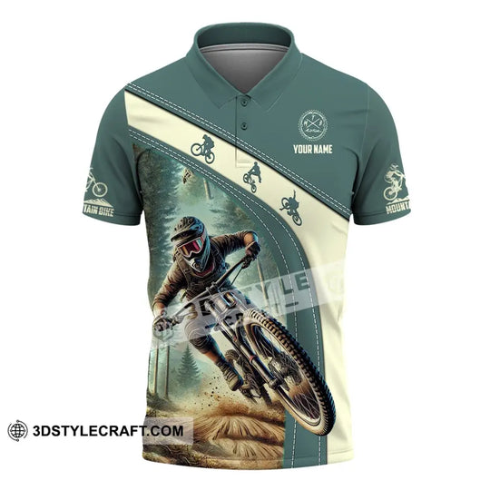 Man Shirt, Custom Name Mountain Bike Shirt, Mountain Bike Polo Long Sleeve, Mountain Bike Gift style option 4