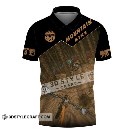 Man Shirt, Custom Name Mountain Bike Shirt, Mountain Bike Polo Long Sleeve, Mountain Bike Gift style option 4
