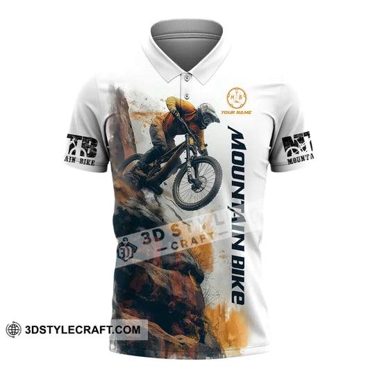Man Shirt, Custom Name Mountain Bike Shirt, Mountain Bike Polo Long Sleeve, Mountain Bike Gift style option 4