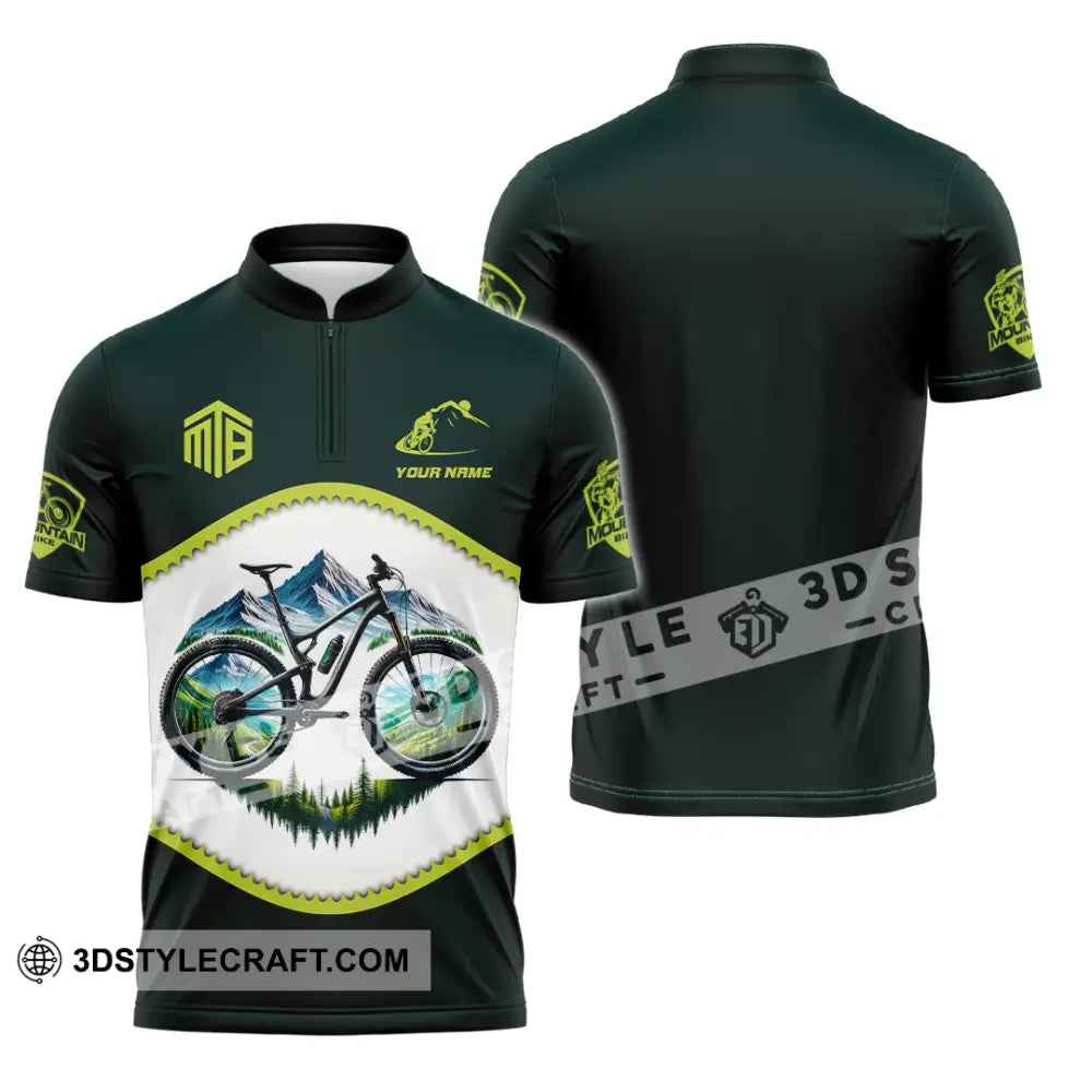 Man Shirt Custom Name Mountain Biker Bike Lover Hoodie Long Sleeve Zipper Polo / S T-Shirt