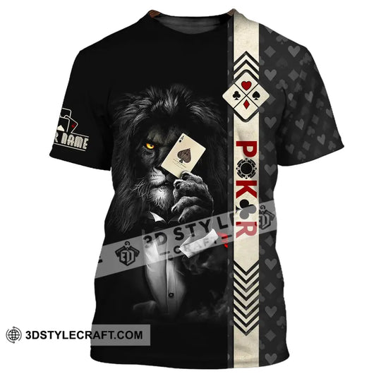 Man Shirt, Custom Name Poker T-Shirt, Poker Lion, Casino Shirt, Poker Gift style option 2