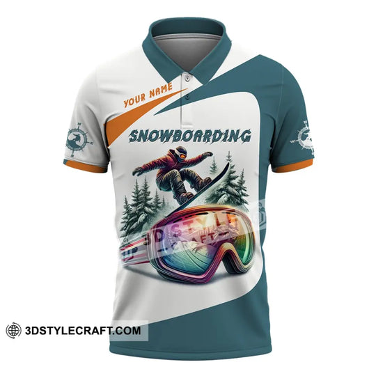 Man Shirt, Custom Name Snowboarding Shirt, Snowboarding Polo Long Sleeve, Snowboarding Gift style option 4