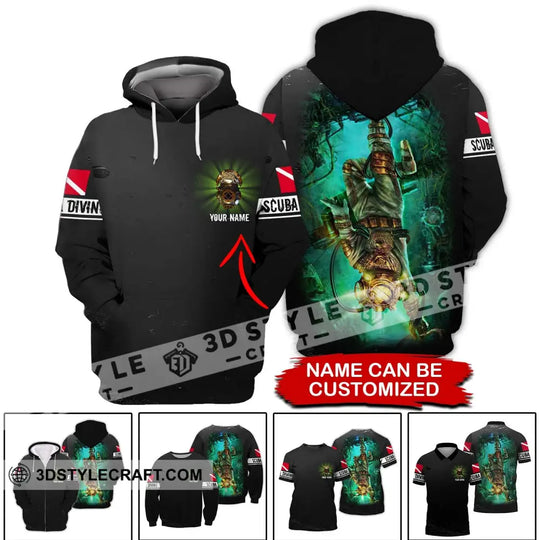 Man Shirt - Custom Name T-Shirt - Scuba Diving Deep Ocean Clothing style option 2