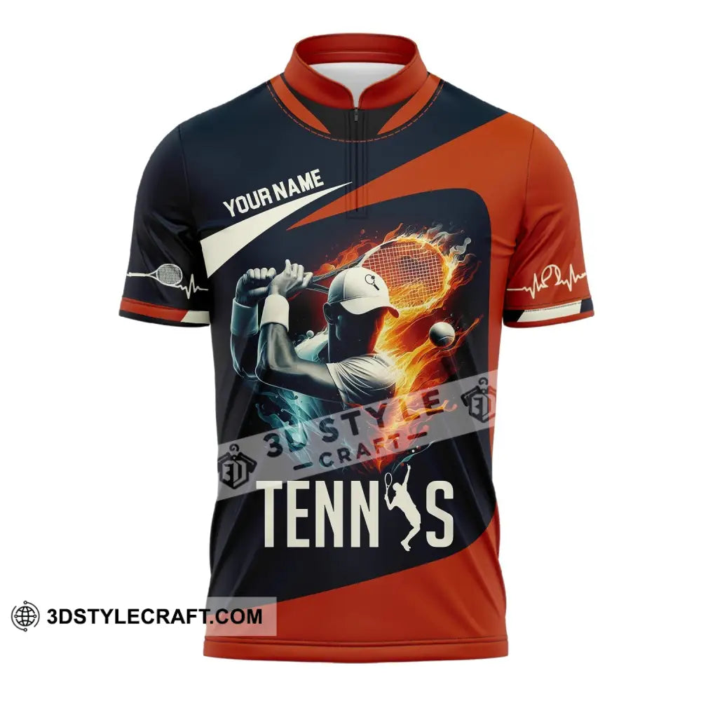 Man Shirt Custom Name Tennis Player Hoodie Polo Long Sleeve Zipper / S T-Shirt