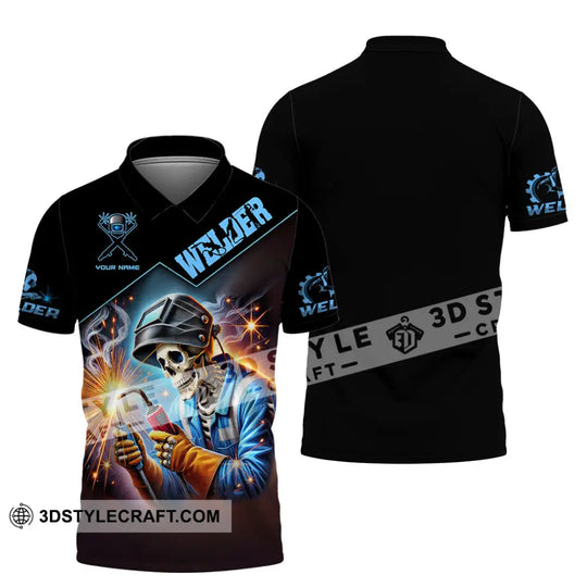 Man Shirt, Custom Name Welder Shirt, Welder Polo Long Sleeve Shirt, Gift for Welder style option 4