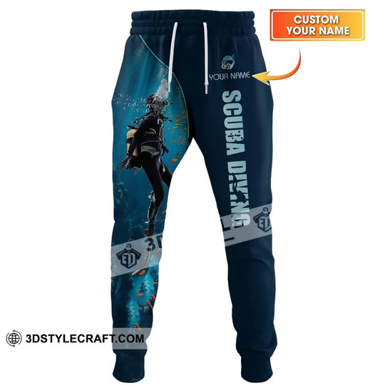 Men Pants - Custom Text Pants, Scuba Diving Lover Pants style option 1
