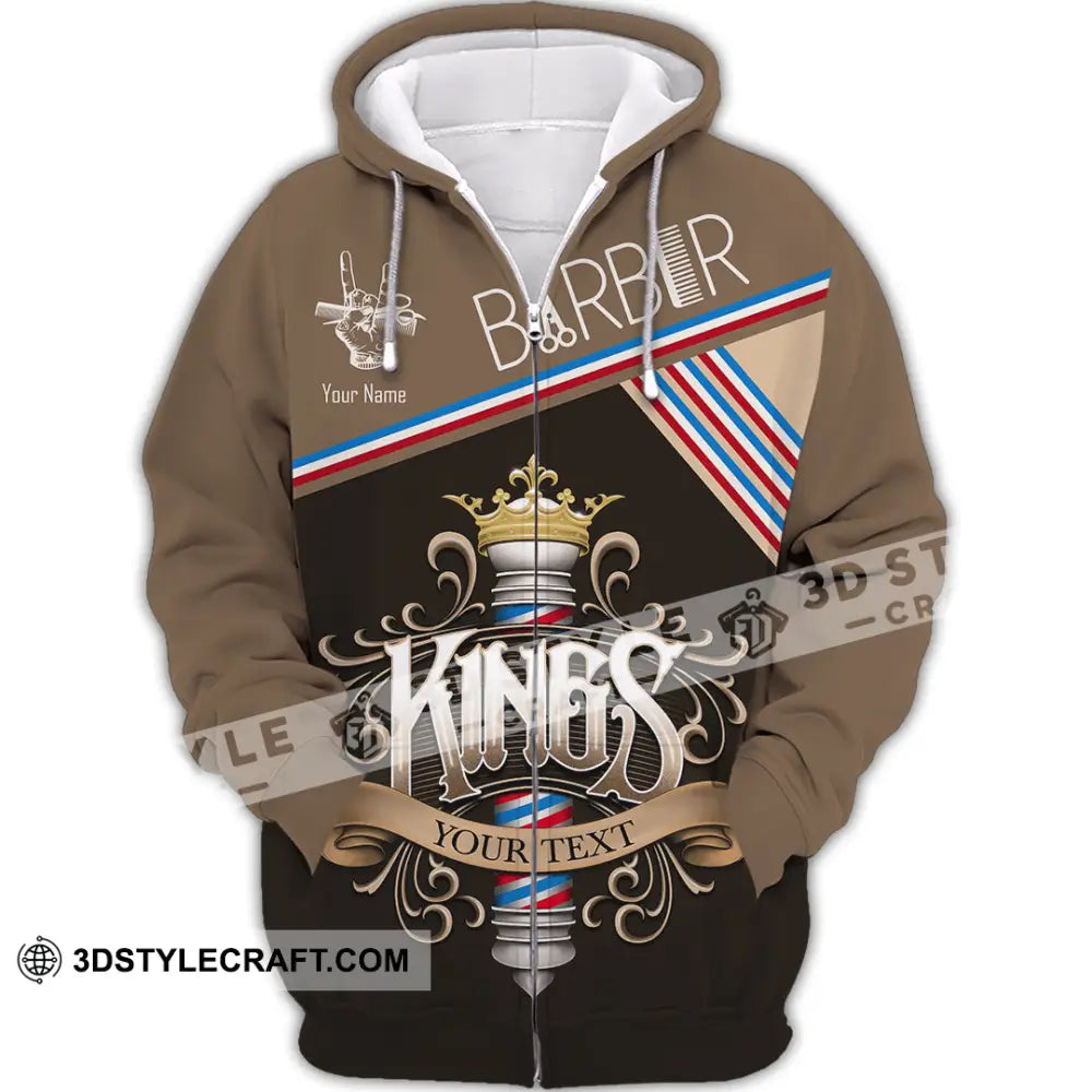 Men Shirt Custom Barber Kings Shirt Zipper Hoodie / S T shirt