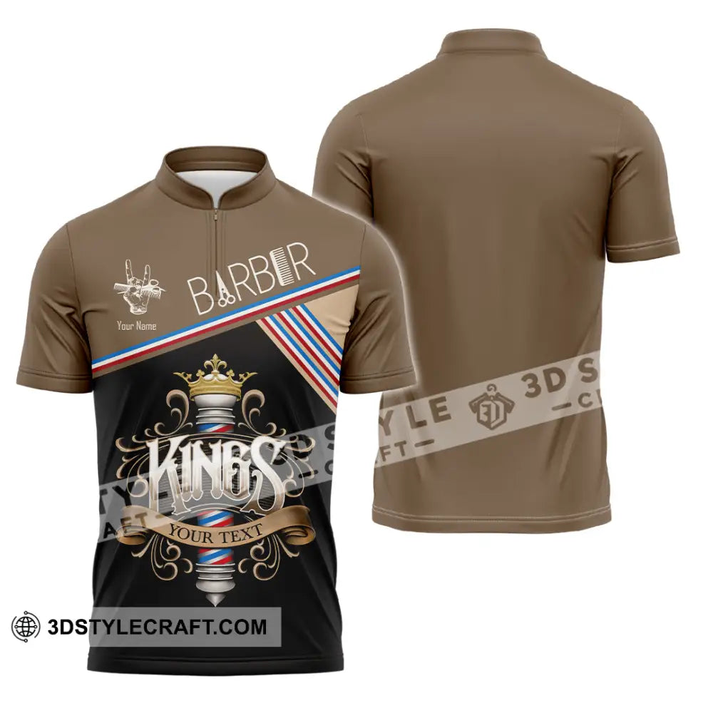 Men Shirt Custom Barber Kings Shirt Zipper Polo Shirt / S T shirt