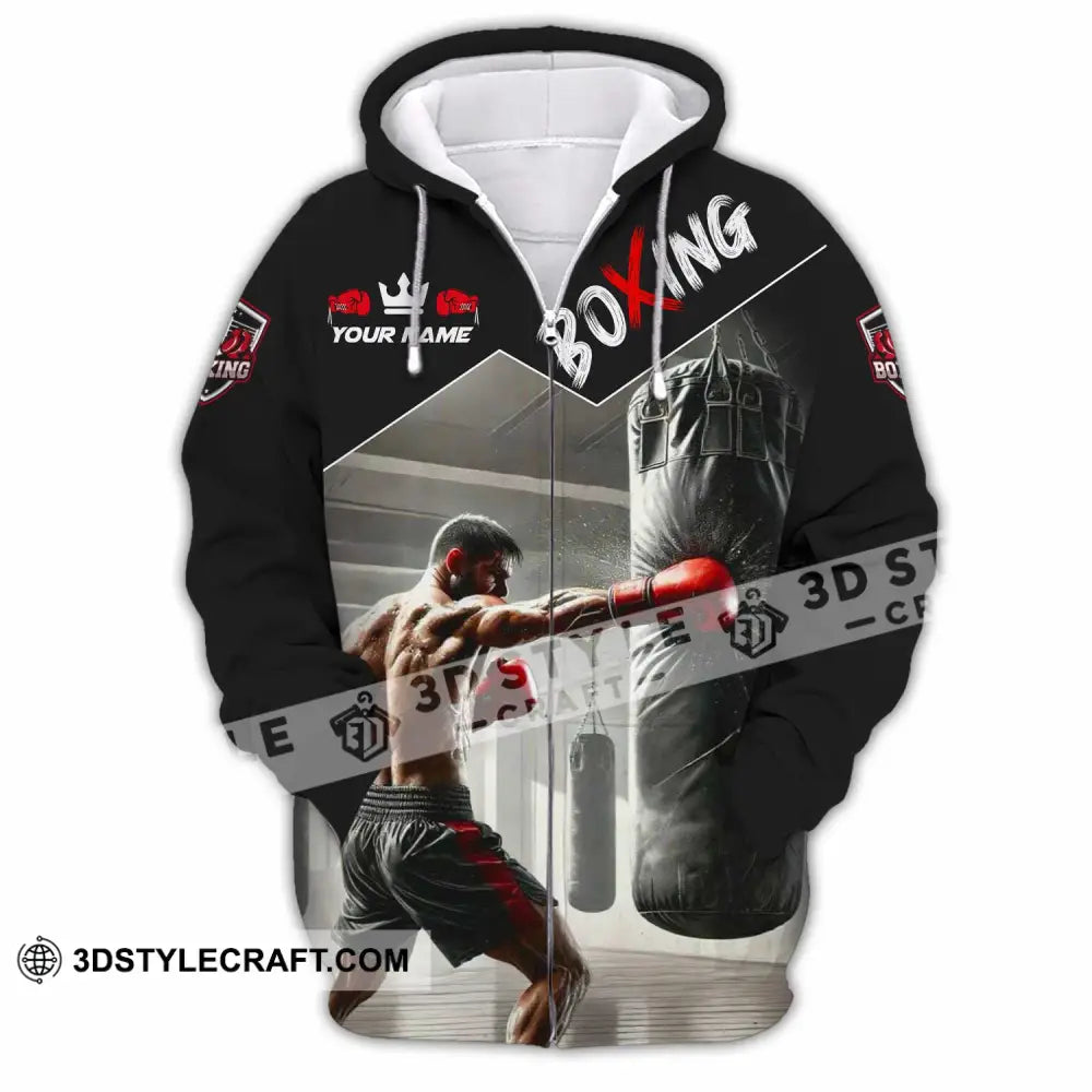 Men Shirt - Custom Boxing Strong Man Shirt Zipper Hoodie / S T-shirt
