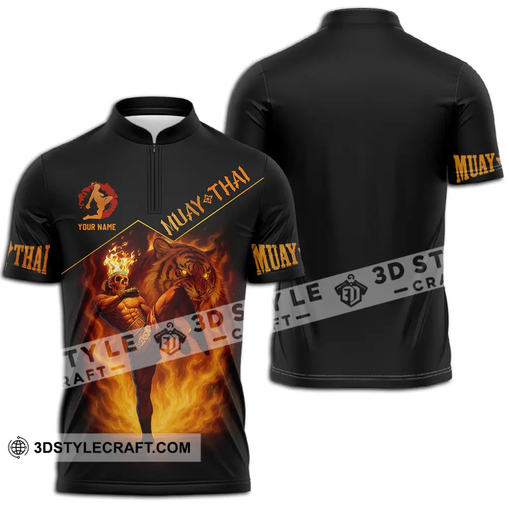 Men Shirt - Custom Let’s Fight Fire Muay Thai Sport Shirt Zipper Polo Shirt / S T-shirt