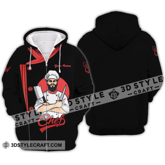 Men Shirt - Custom Name Shirt - Chef Black White And Red style option 4