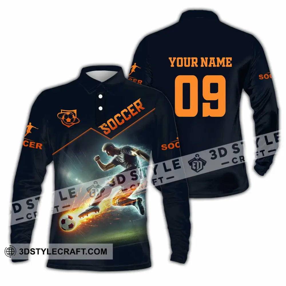 Men Shirt - Custom Soccer Man Soccer Player Shirt Long Sleeve Polo / S T-shirt