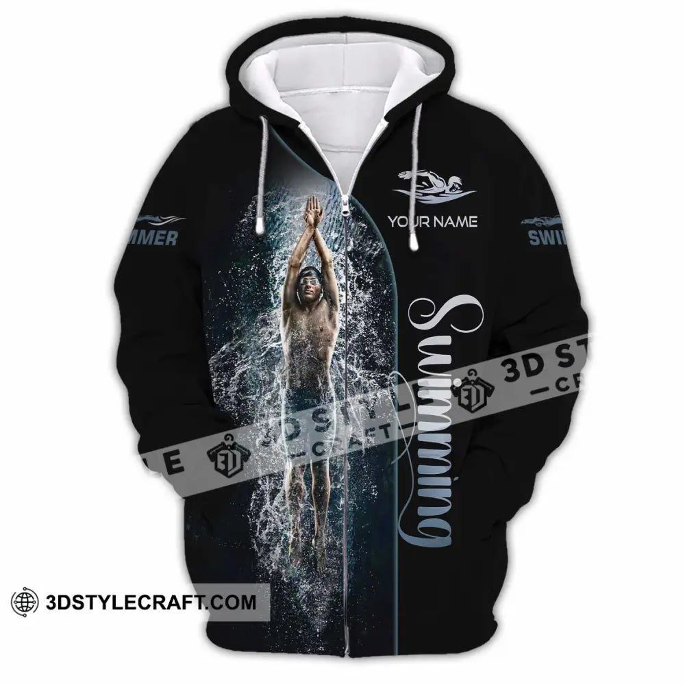 Men Shirt - Custom Swimming Swim Lover Shirt Zipper Hoodie / S T-shirt