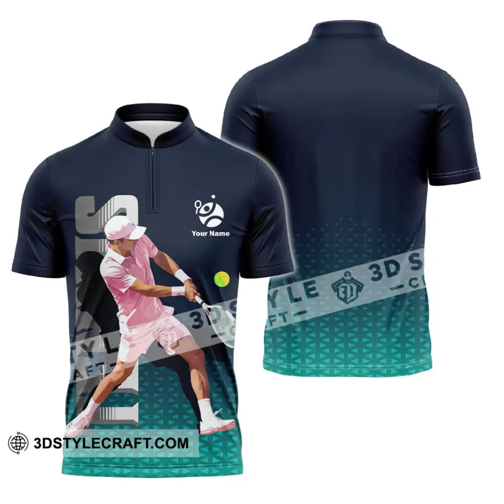 Men Shirt - Custom Tennis 3D Shirt Zipper Polo Shirt / S T-shirt