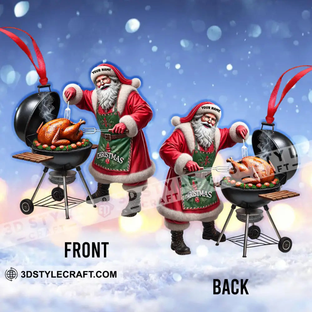 Merry Christmas Santa Bbq Home Decor Ornament Personalized