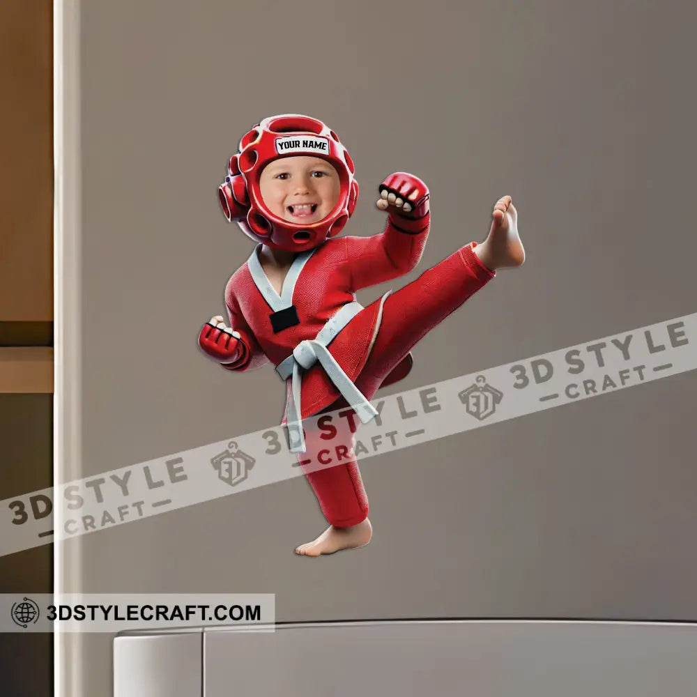 Name And Face Taekwondo Fridge Magnet - Personalized