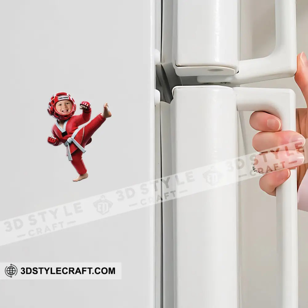 Name And Face Taekwondo Fridge Magnet - Personalized