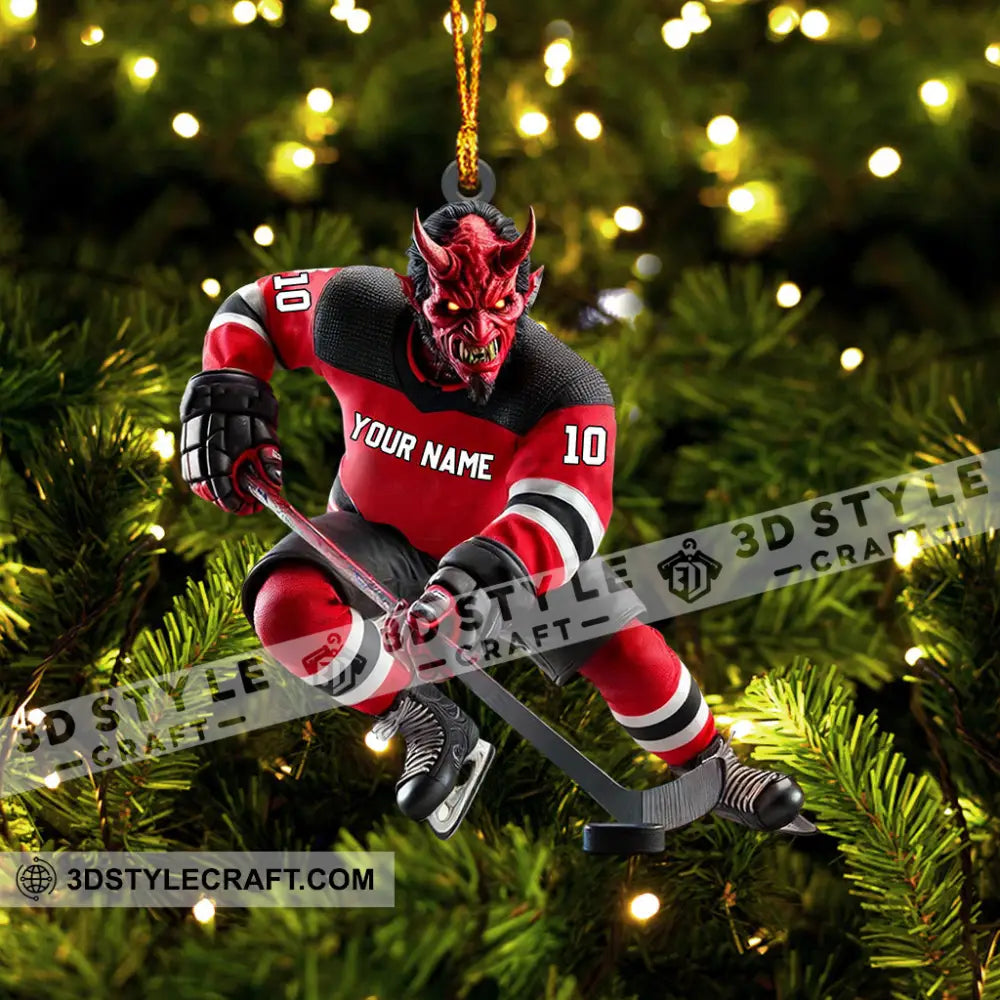 New Jersey Devils Hockey Christmas Ornament Personalized