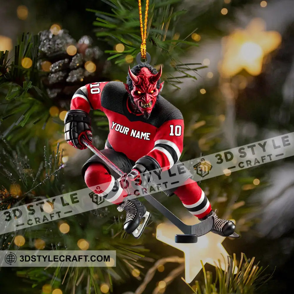 New Jersey Devils Hockey Christmas Ornament Personalized