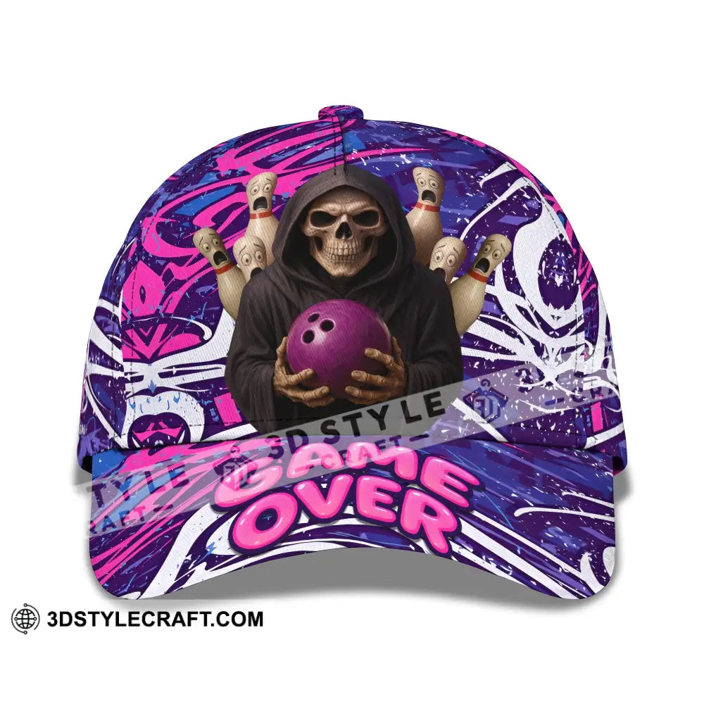 Personalized Cap Customized Funny Bowling Game Purple Death Classic Cap CLASSIC CAP / UNIVERSAL FIT Cap