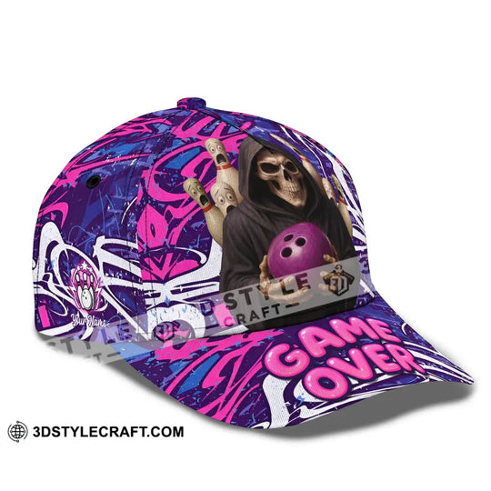 Personalized Cap, Customized Funny Bowling Game Purple Death Classic Cap style option 3
