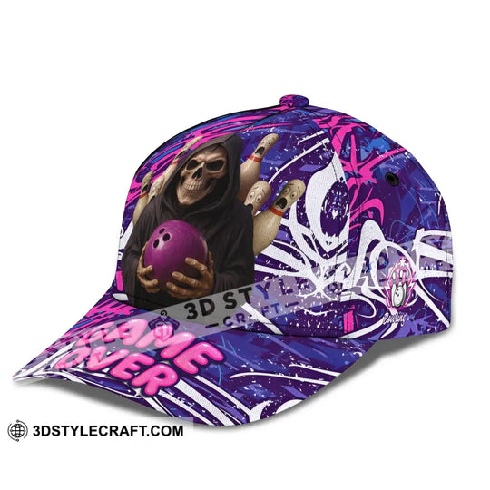 Personalized Cap, Customized Funny Bowling Game Purple Death Classic Cap style option 4