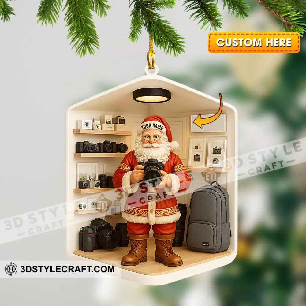 Photographer Santa Corner Home Decor Christmas Ornament Personalized Ornament 3.54’’ / 1 Ornament Ornament