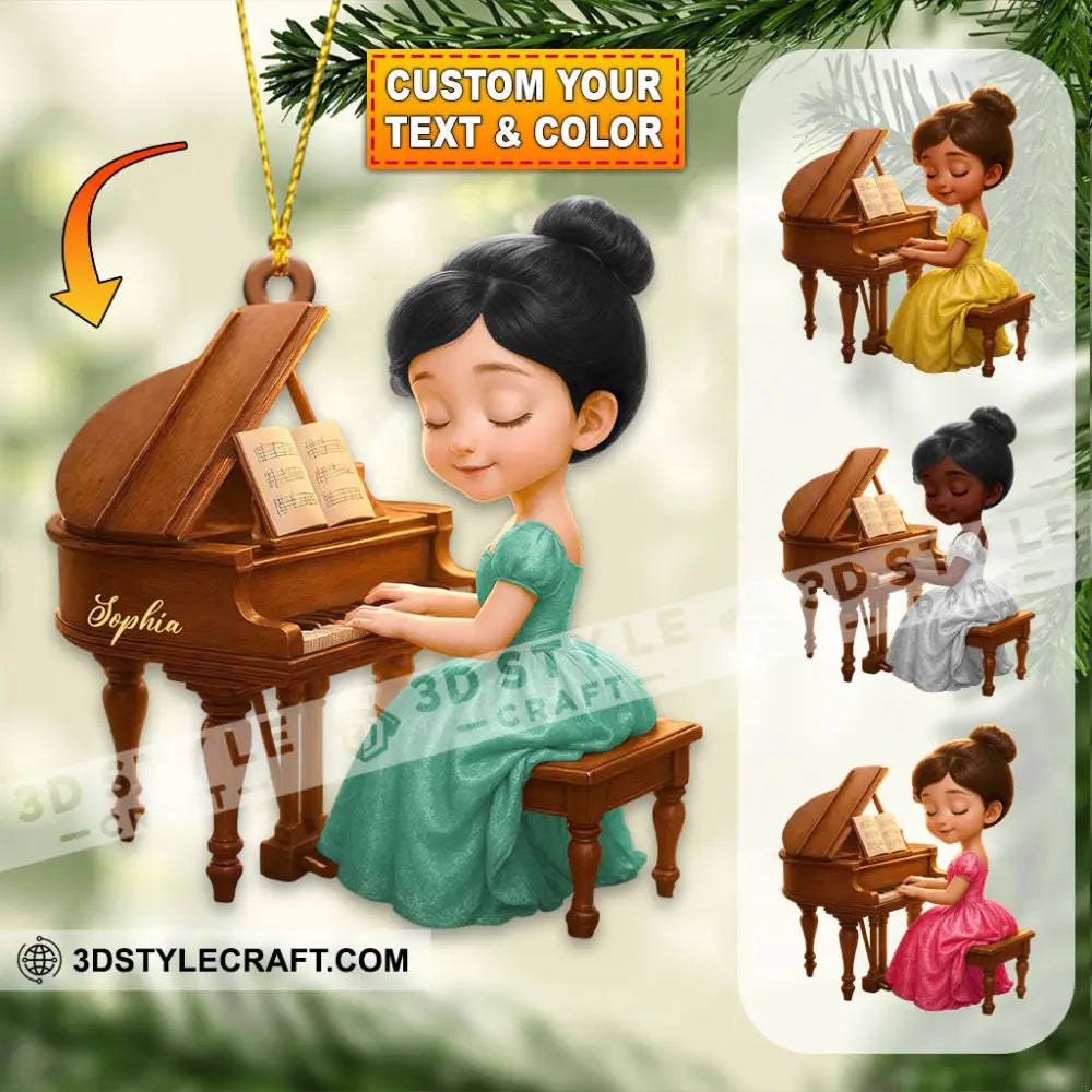 Piano Girl Home Decor Christmas Ornament Personalized Ornament 3.54’’ / 1 Ornament Ornament
