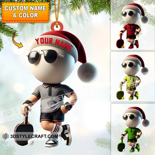 Ping Pong Player Decor Christmas Ornament Personalized 3.54’’ / 1
