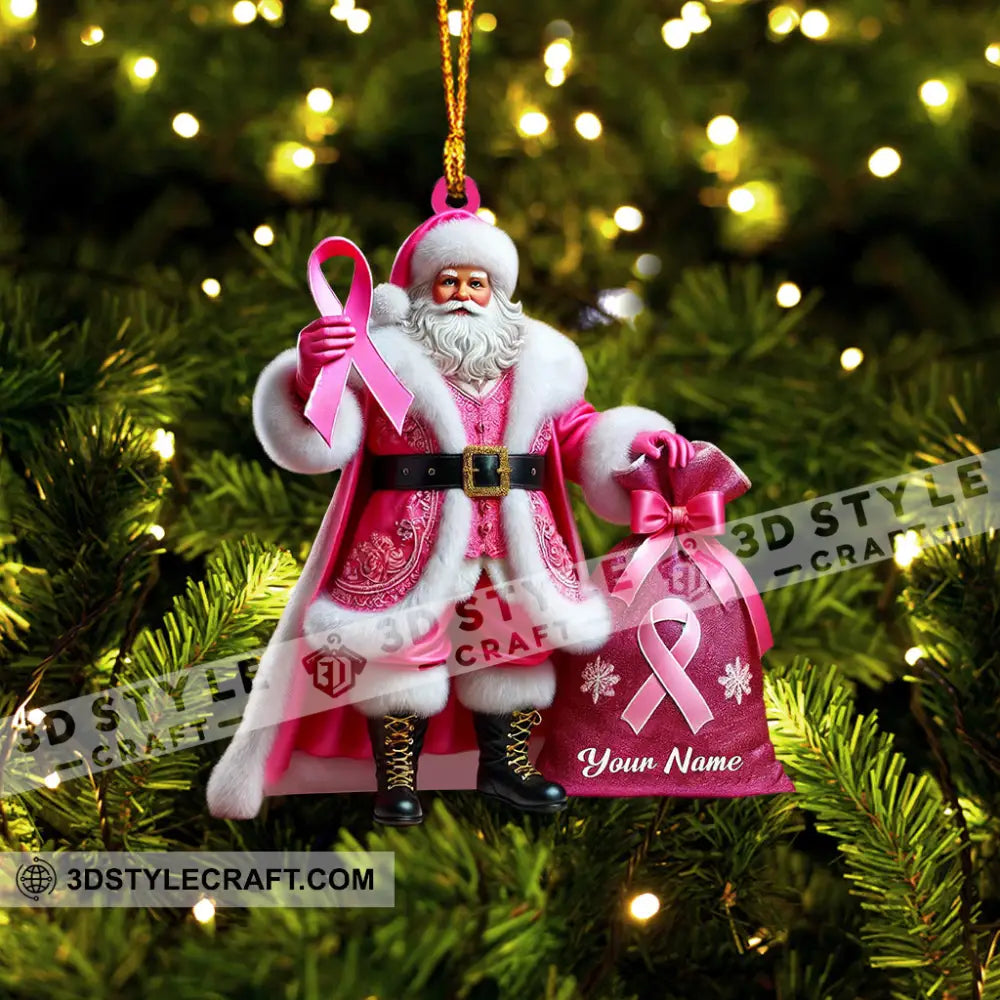 Pink Santa Home Decor Christmas Ornament Personalized